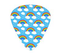 12 plettri per chitarra con nuvole arcobaleno e gocce di pioggia, con scatola organizer, 3 diversi spessori, accessori per chitarra (0,46 mm, 0,71 mm, 0,96 mm)