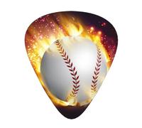 12 plettri per chitarra con palla da baseball arancione sul fuoco e acqua, leggeri, spessore 0,46 mm/0,71 mm/0,96 mm, per chitarra acustica, chitarra elettrica, ukulele, basso