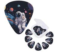 12 plettri per chitarra con scatola organizer per basso, astronauta spaziale, volo, plettro personalizzato per chitarra acustica, chitarra elettrica, basso, ukulele