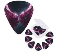 12 plettri per chitarra con scatola organizer per basso, belle ali tra le stelle, plettro personalizzato per chitarra acustica, chitarra elettrica, basso, ukulele