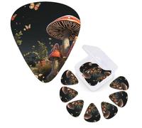 12 plettri per chitarra con scatola organizer per basso, stile fiaba, funghi personalizzati per chitarra acustica, chitarra elettrica, basso, ukulele