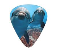 12 plettri per chitarra con stampa divertente delfino che guarda te, con scatola organizer, 3 diversi spessori, accessori per chitarra (0,46 mm, 0,71 mm, 0,96 mm)