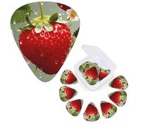 12 plettri per chitarra custodia per plettri per chitarra, adorabile plettro per chitarra a forma di fragola, plettro per chitarra elettrica, plettro per chitarra acustica e basso (0,46 mm, 0,71 mm,