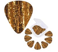 12 plettri per chitarra custodia per plettri, plettri per chitarra con paillettes dorate e brillantini, plettri per chitarra elettrica, plettri per chitarra acustica e basso (0,46 mm, 0,71 mm, 0,96