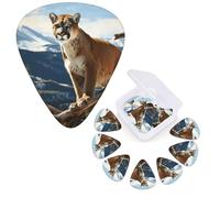 12 plettri per chitarra custodia per plettri, plettro per chitarra Panther Mountain Lion, plettro per chitarra elettrica, plettro per chitarra acustica e basso (0,46 mm, 0,71 mm, 0,96 mm)