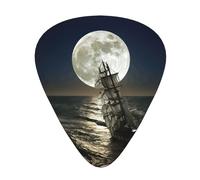 12 plettri per chitarra, motivo veliero in tempesta, con scatola organizer, 3 diversi spessori, accessori per chitarra (0,46 mm, 0,71 mm, 0,96 mm)