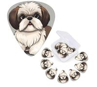 12 plettri per chitarra personalizzati con custodia per plettri per chitarra, plettro per chitarra a forma di cane Shih Tzu, plettro per chitarra elettrica, plettro per chitarra acustica e basso (0,