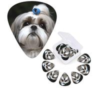 12 plettri per chitarra personalizzati con custodia per plettri per chitarra, plettro per chitarra a forma di cane Shih Tzu, plettro per chitarra elettrica, plettro per chitarra acustica e basso (0,