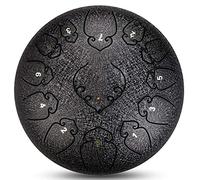12 Pollici 13 Note Thumue Thumue Drum, C Strumento Percussioni A Chiave C Con Bastoncini, Set Di Barrette, Carry Borse E Tutorial Inglese, Per Meditazione, Musicoterapia (Color : Black)