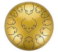 12 Pollici 13 Notes Thumue Drum, Strumento Percussioni Portatile Con Bastoncini, Set Di Barrette, Borsa Da Trasporto E Tutorial Inglese, Per Meditazione, Musicoterapia (Color : Gold)