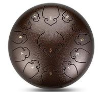 12 Pollici 13 Notes Thumue Drum, Strumento Percussioni Portatile Con Bastoncini, Set Di Barrette, Borsa Da Trasporto E Tutorial Inglese, Per Meditazione, Musicoterapia (Color : Brown)