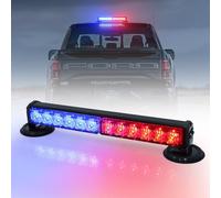 12 pollici lampeggiante LED luce di avvertimento Rosso + Blu barra luminosa della batteria,12v giallo LED lampeggiante con 14 modalità lampeggianti per auto camion trattore