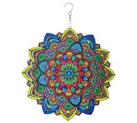 12 Pollici Mandala Vento Spinner Appeso 3D Decorazione Giardino in Acciaio Inox Ornamenti di Filatura in Metallo per Interni all'Aperto