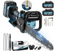 12 Pollici Motosega a Batteria, Motosega Elettrica Senza Fili 2x4000mAh, Potatore Senza Fili per Attrezzi da Giardino, Taglio del Legno, Fai da Te (1800W Brushless) - PowerCut X13