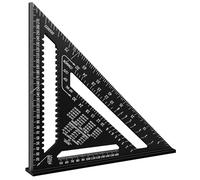 12 Pollici Squadra da Falegname, Squadra da Carpentiere in Lega Alluminio, Triangolo Righello Goniometro per Misurazione Angoli Precisi (Nero)