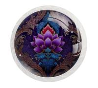 12 pomelli estetici per armadietti, motivo thailandese, rotondi, in cristallo, per cassetti, cassettiere, armadi, per casa, cucina, 3,5 x 2,8 cm