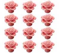 12 pomelli in ceramica per cassetti, maniglie per armadietti con design a rosa, tiranti per mobili a foro singolo, ideali per cassettiere e porte dell'armadio, facili da installare per la decorazione