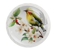 12 pomelli in cristallo da 35 mm, per porte, armadietti, maniglie con vite per cassetti, armadi, armadi, casa, camera da letto, camera da letto, decorazione per camera dei bambini, grazioso uccello ad