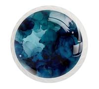 12 pomelli per armadietti, color foglia di tè blu navy con sfondo astratto, rotondi in vetro di cristallo, per cassetti, comò, guardaroba, per casa, cucina, 3,5 x 2,8 cm