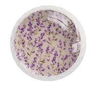 12 pomelli per armadietti, viola lavanda e foglie verdi salvia su sfondo crema, rotondi in cristallo per cassetti, comò, guardaroba, maniglie per casa, cucina, 3,5 x 2,8 cm