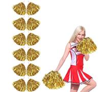 12 pompon da cheerleader, pompon da cheerleader, fiori a mano, pallina metallica da cheerleader, pon da cheerleader, pon da cheerleading pom poms per sport, competizione, balli, squadra, spirito