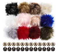 12 pompon in pelliccia per cappelli lavorati a maglia, palline in pelliccia sintetica per cappelli, soffici pompon con bottone a pressione rimovibile, per cappelli in maglia staccabili, accessori di