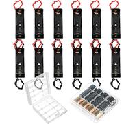 12 Porta Batterie AA Scatola Portabatterie di Conservazione con Conduttori di Filo, Porta Batterie AA a Molla di Metallo 1,5 V con Perno con 2 Celle Custodia (5,8 x 1,65 x 1,4 cm)