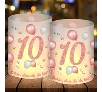 12 portacandele da tavolo Decorazione per il 10° compleanno, feste e ragazze, in oro rosa, bella che tu sia Adatto per lumini o candele, Happy Birthday