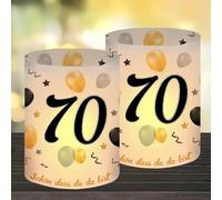 12 portacandele da tavolo per 70° compleanno, decorazione per donne e uomini, adatto per lumini o candele con bello che tu sia da Bist ed eucalipto