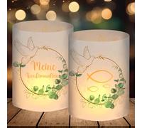 12 Portacandele da Tavolo per Decorazione, Mia Decorazione di Conferma, Verde Eucalyptus per Ragazzo e Ragazza, Omaggi di Conferma, Regali di Conferma, Adatti per Tea Light o Candele