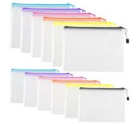 12 portafogli in plastica con cerniera, formato A4, A5, per documenti, in rete, impermeabili, con cerniera, per viaggi, casa, ufficio, progetti artigianali (6 colori)