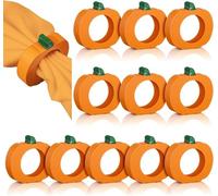 12 portatovaglioli in legno a forma di zucca per il giorno del Ringraziamento, autunno, Halloween, cena, decorazione per feste, casa e cucina