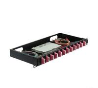 12 porte LC-OM1-4 custodia in fibra ottica kit montaggio rack con 2 vassoi | & 1M Pigtail LC, codifica a colori per 24 fibre, bassa riduzione dell'inserimento, per rack da 19 pollici