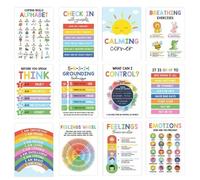12 poster Calm Down Corner - Mindfulness Coping Skills | Decorazione per ufficio per consulenti, insegnanti, scuola domestica, decorazione da parete per la regolazione emotiva per alleviare lo stress