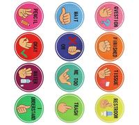 12 poster con gesto delle mani codificati a colori per la parete della ecorazioni educative impermeabili, migliorano l'apprendimento multisensoriale per gli studenti