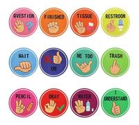 12 poster con gesto delle mani codificati a colori per la parete della ecorazioni educative impermeabili, migliorano l'apprendimento multisensoriale, indicazioni visive, poster per aula