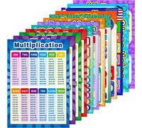 12 Poster Matematica Educativa per Bambini con 120 Punto Incollaggio per Scuola Elementare e Media Insegnare Classe Moltiplicazione Divisione Addizione Sottrazione Frazioni Numeri, 16 x 11 Pollici