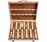 12 Professional Wood Chisel Sets, Chisel Set with Chrome Vanadium Steel Blade, DIY Hand-Carved Chisel Set Toolbox, Beech Non-Slip Handle, Good Helper for engravers