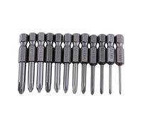 12 pz 50mm Lunghezza 1/4 Pollice Codolo Esagonale S2 Set di Punte per Cacciavite Phillips Croce Magnetica ad Alta Durezza Punte Durevoli per Trapani Elettrici Utensili Manuali