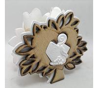 12 pz albero della vita in legno con gessetto santa cresima e sacchetto 9,5x8,5