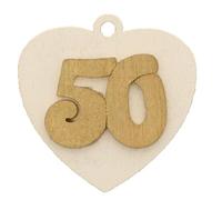 12 PZ Applicazione legno cuore numero 50 nozze ORO 4 CM BOMBONIERA