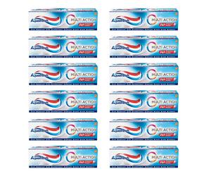 12 pz AQUAFRESH MULTI ACTION Dentifricio al Fluoro denti protezione carie 75ml