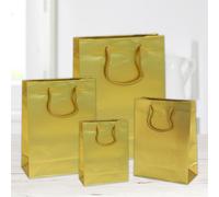 12 PZ Busta shopper in carta plastificata opaca ORO 22x10x29 cm 1A3B