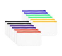 12 pz buste A6 6 fori impermeabili color/trasp. con zip per binder