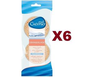 12 PZ CALYPSO DEMAQUILLAGE SPUGNA VEGETALE COTONE E LINO LEVA TRUCCO VISO