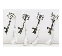 12 PZ Chiave apribottiglia con nappina bianca 8 cm BOMBONIERA 1EYX