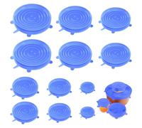 12 Pz Coperchi in Silicone Estensibile per Alimenti, Coperchio in Silicone Elasticizzati per Ciotole Vasetti Di Yogurt Barattoli, Tappi in Silicones, Coperchi Rotondi Ermetici per Contenitori