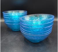 12 PZ Coppette Bormioli Palatina Azzurro 14cm Vetro Temperato