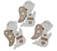 12 PZ DECORUS Calamita ANGELO in legno 7 cm BOMBONIERA 1FNJ