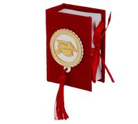 12 pz dottor box libro laurea con nappina rossa cm 8x5,5 cm bomboniera portaconf